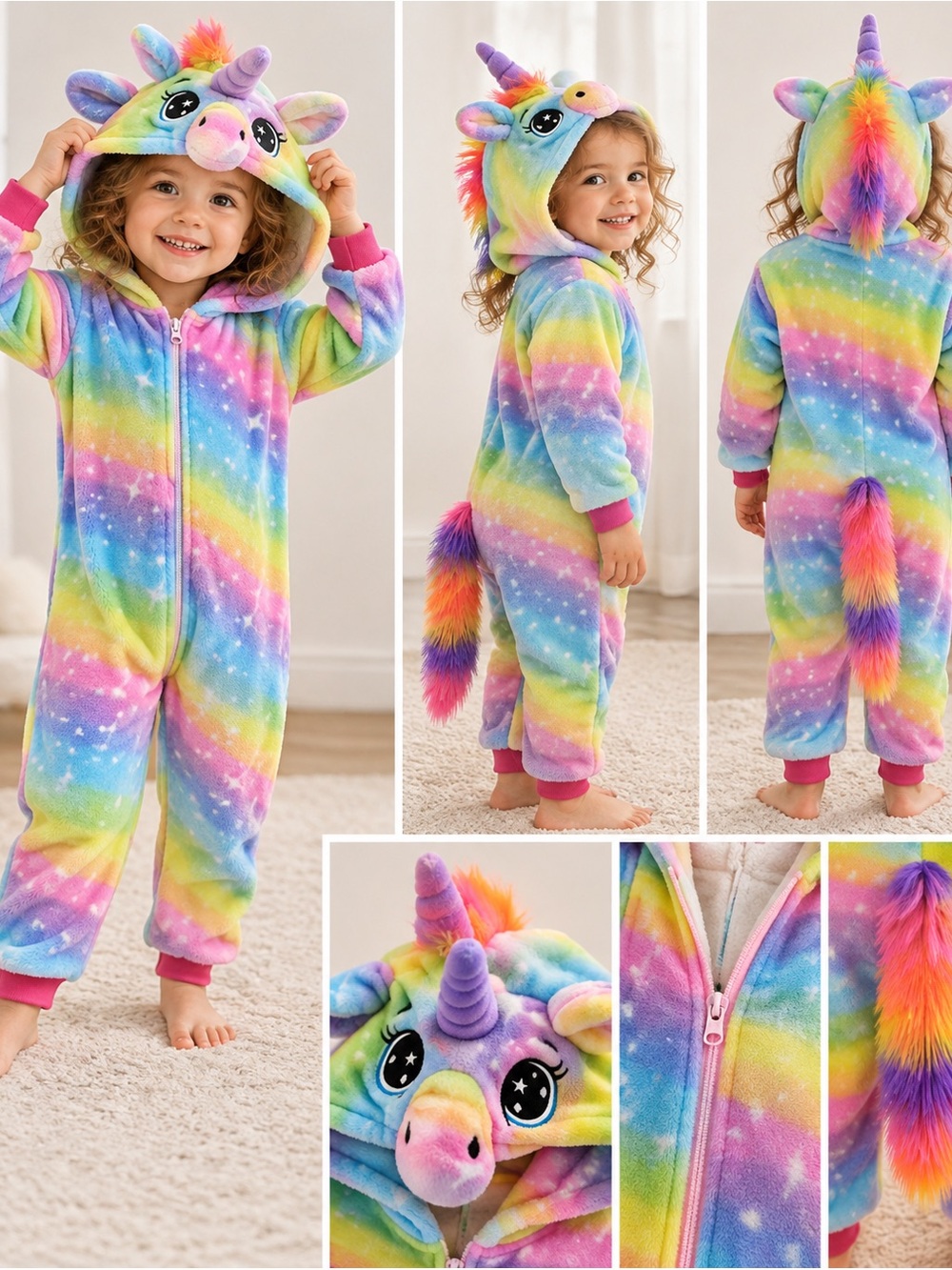 Kids Rainbow Unicorn Onesie Costume 85cm 2T-3T Halloween